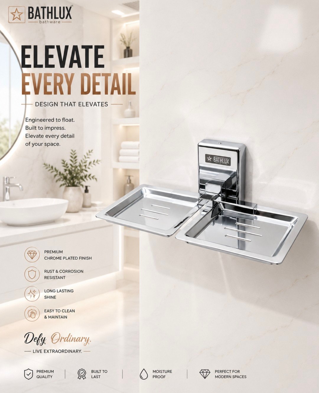 Double Soap Dish SS CP QUBA taps