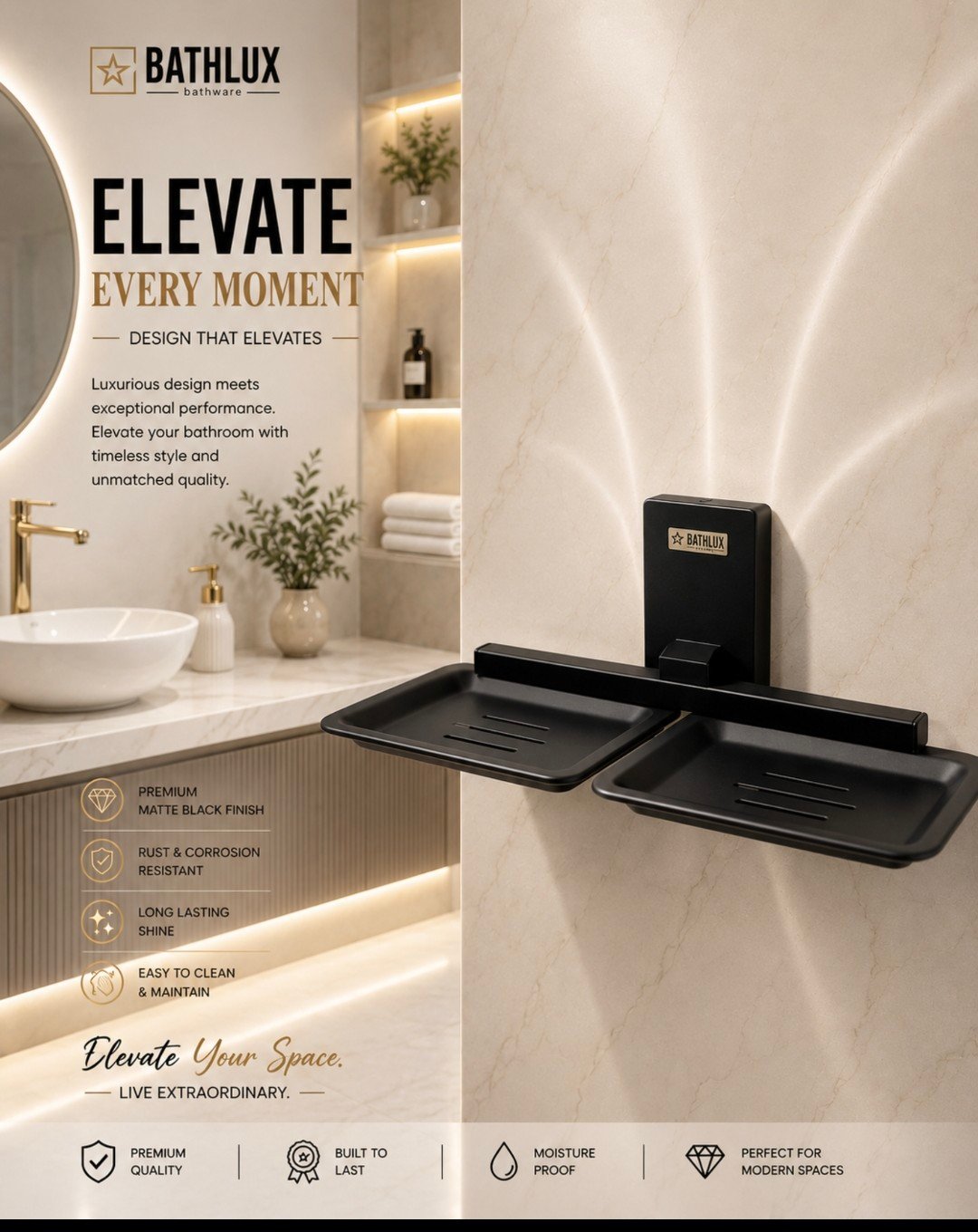 Soap Dish Double SS Black QUBA  taps
