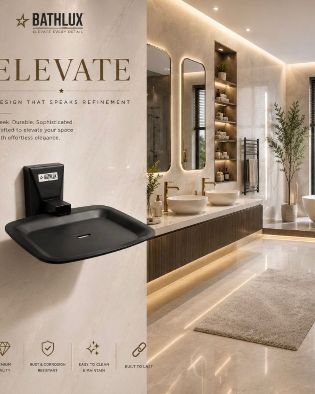Soap Dish SS CP QUBA Black - taps