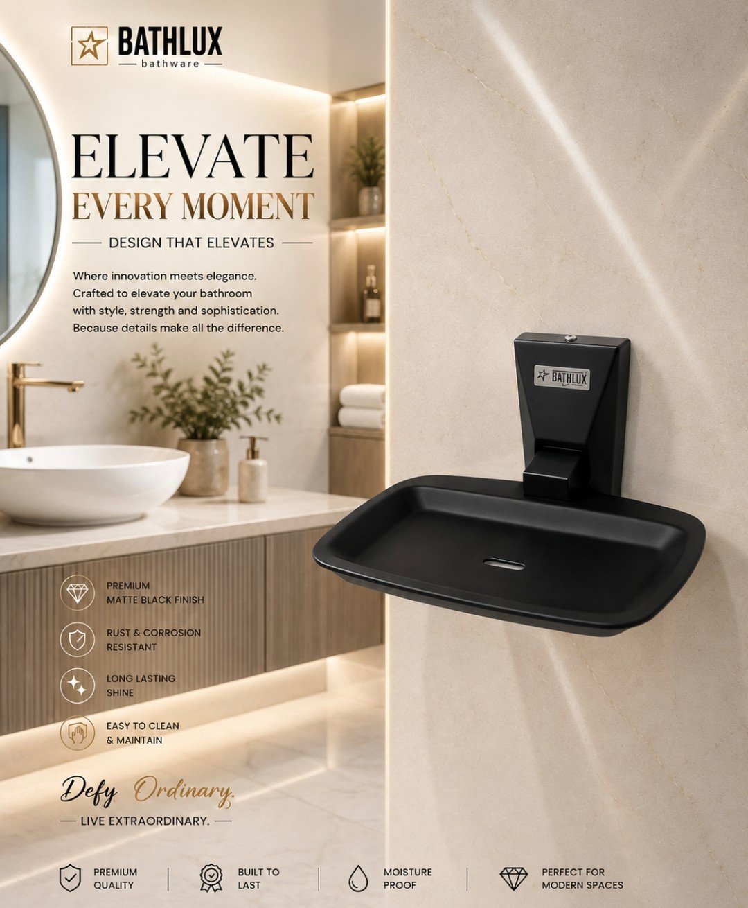 Soap Dish SS CP QUBA Black - taps