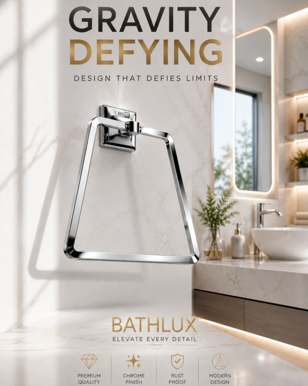 Towel Ring SS Triangle CP
