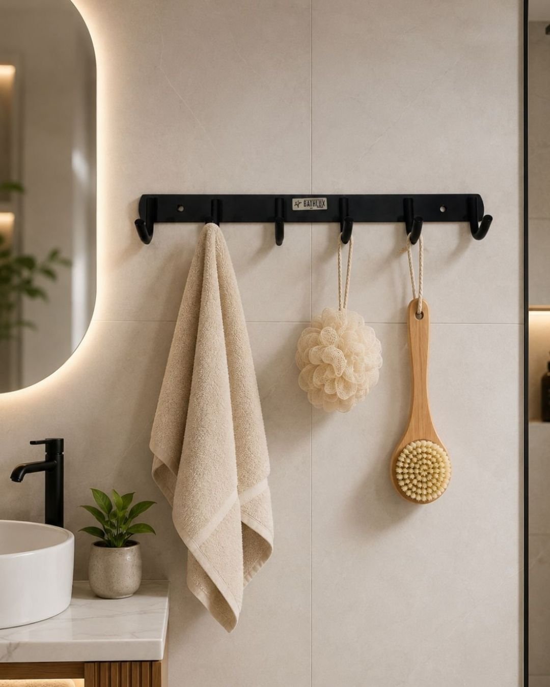 Premium Cloth Hanger 6 hook Khuti SS black