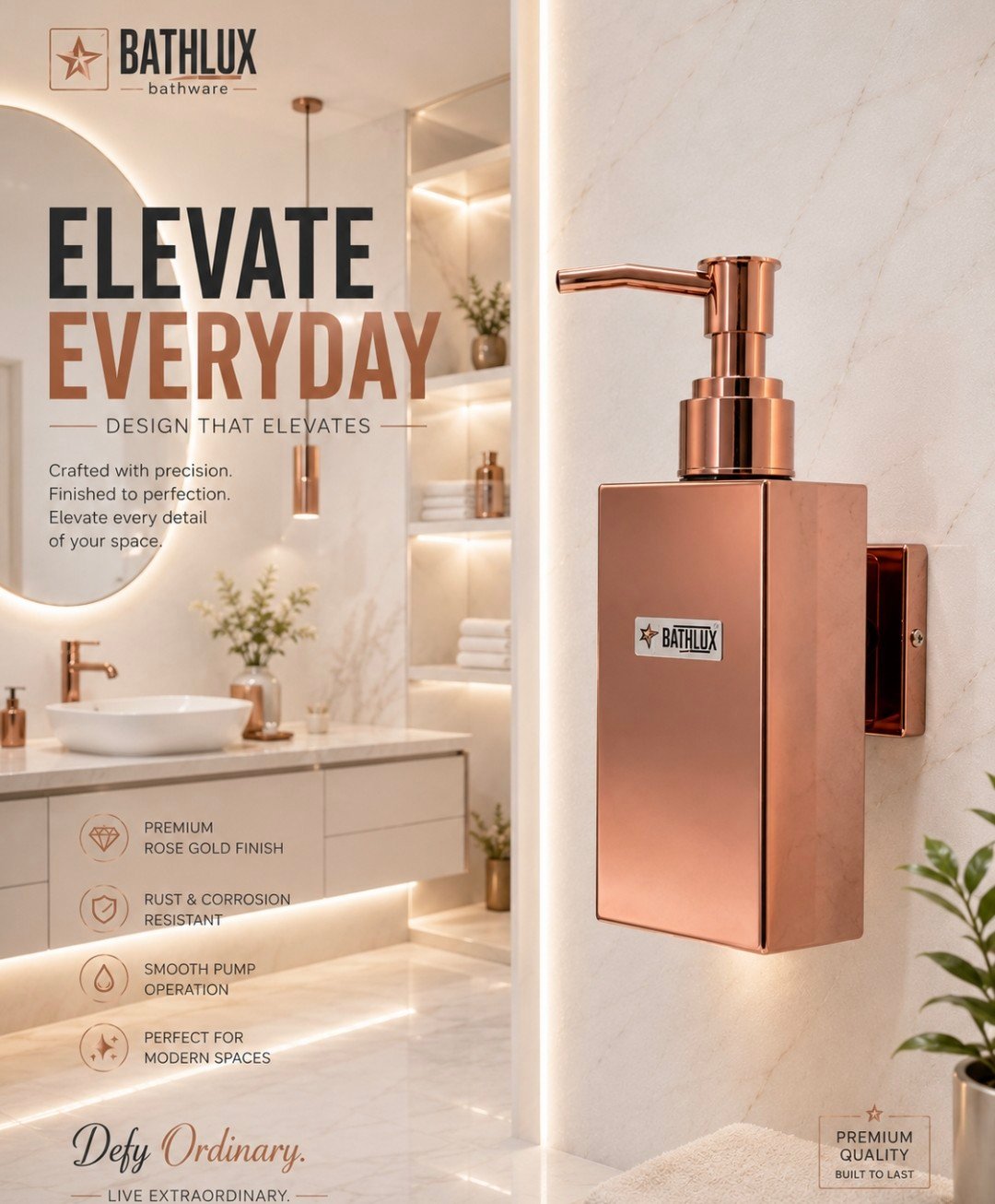 Liquid Soap Dispenser Rose Gold PVD