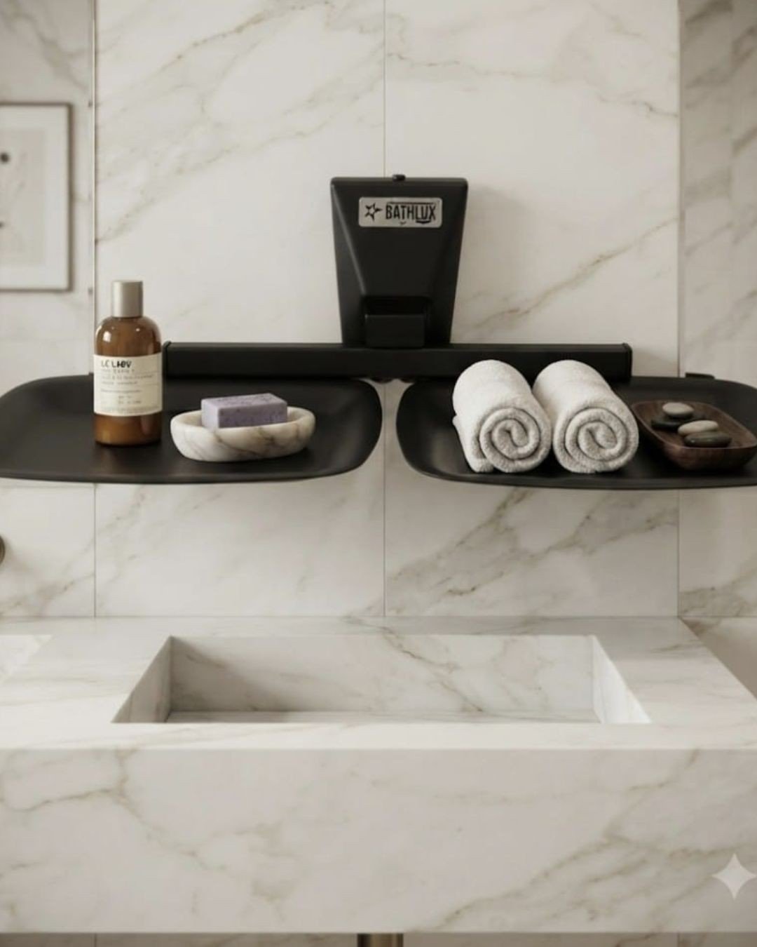 Half cut towel ring square rod black