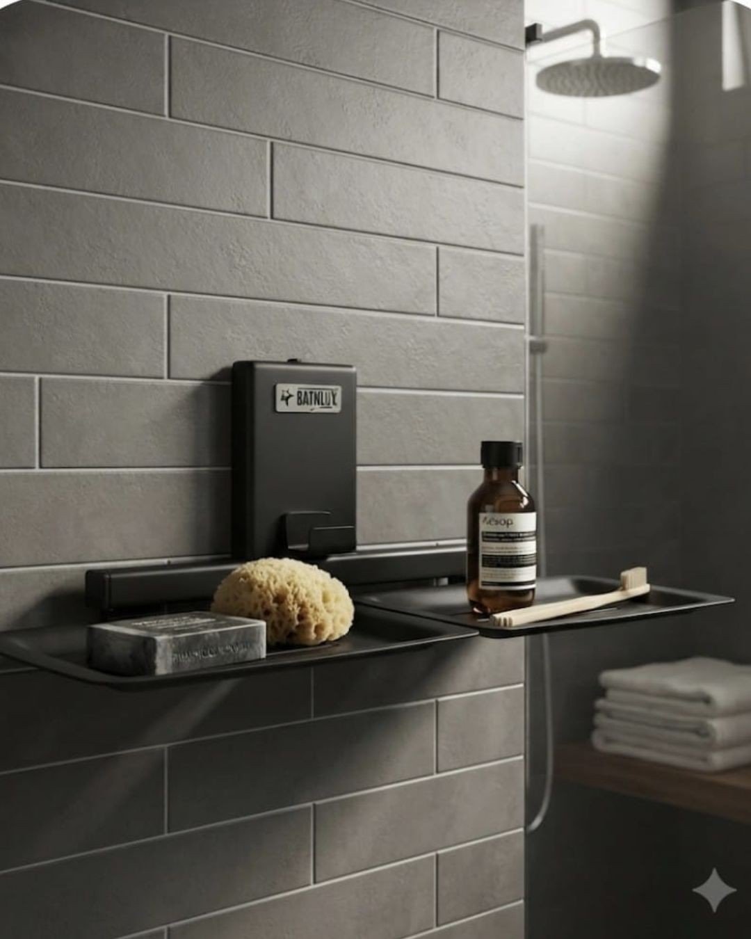 Full square towel ring black square rod