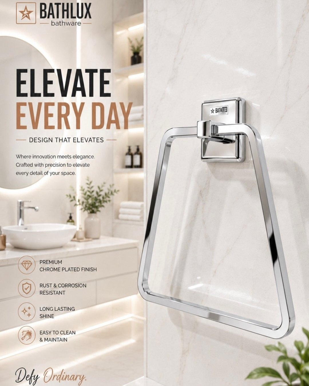 bath fittings towel ring triangle ss cp