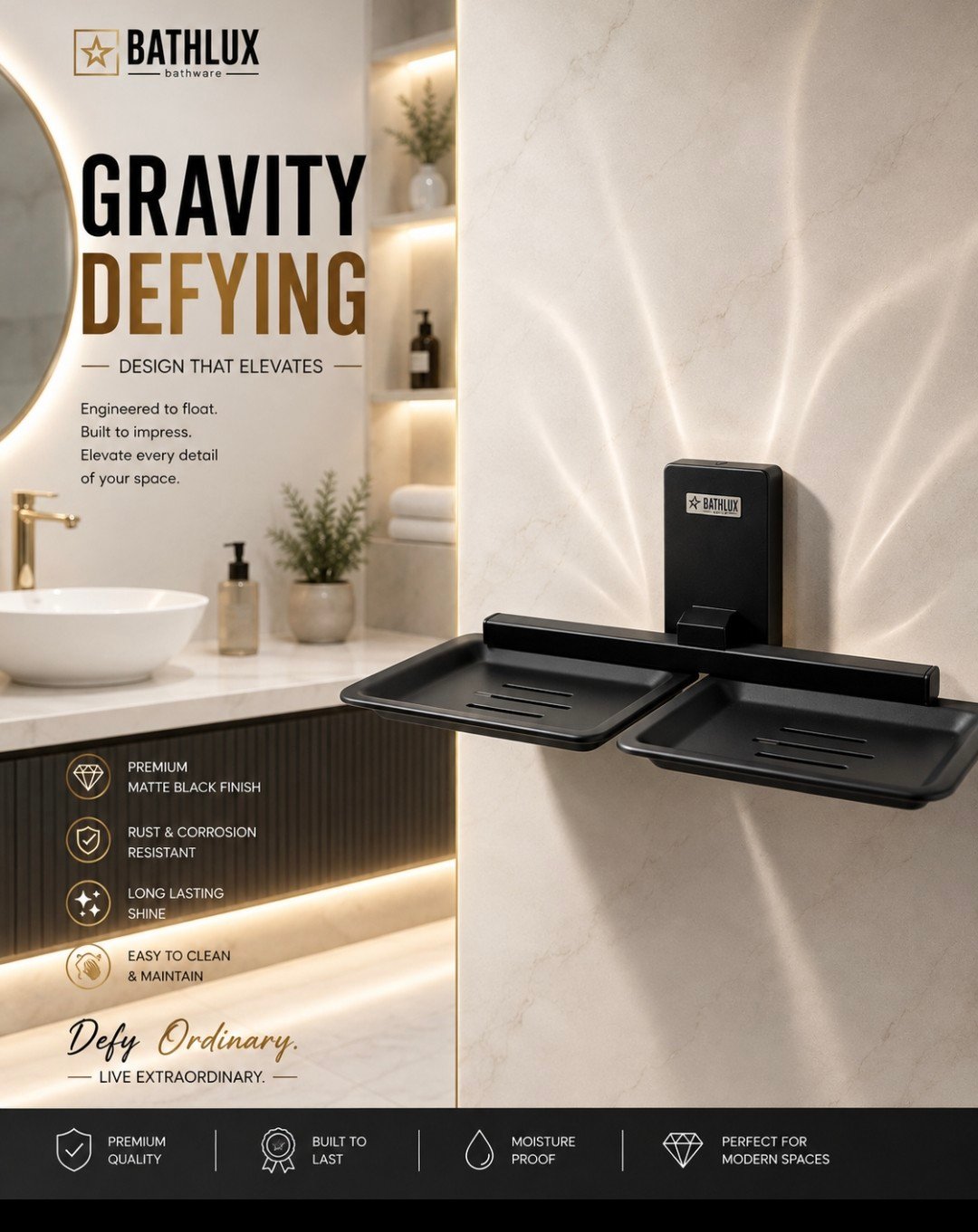 Soap Dish Double SS Black QUBA  taps