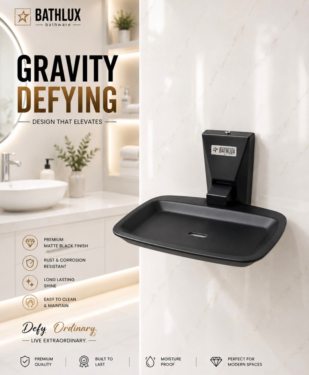 Soap Dish SS CP QUBA Black - taps